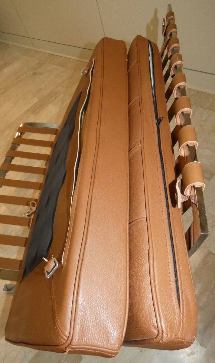 Sedia in acciaio e pelle nello stile di Knoll, anni '80