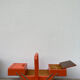 Orange wooden sewing box 1960 1970