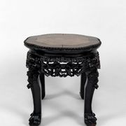 Asian wooden stand carved with Demons, marble top, Indochina, circa 1880