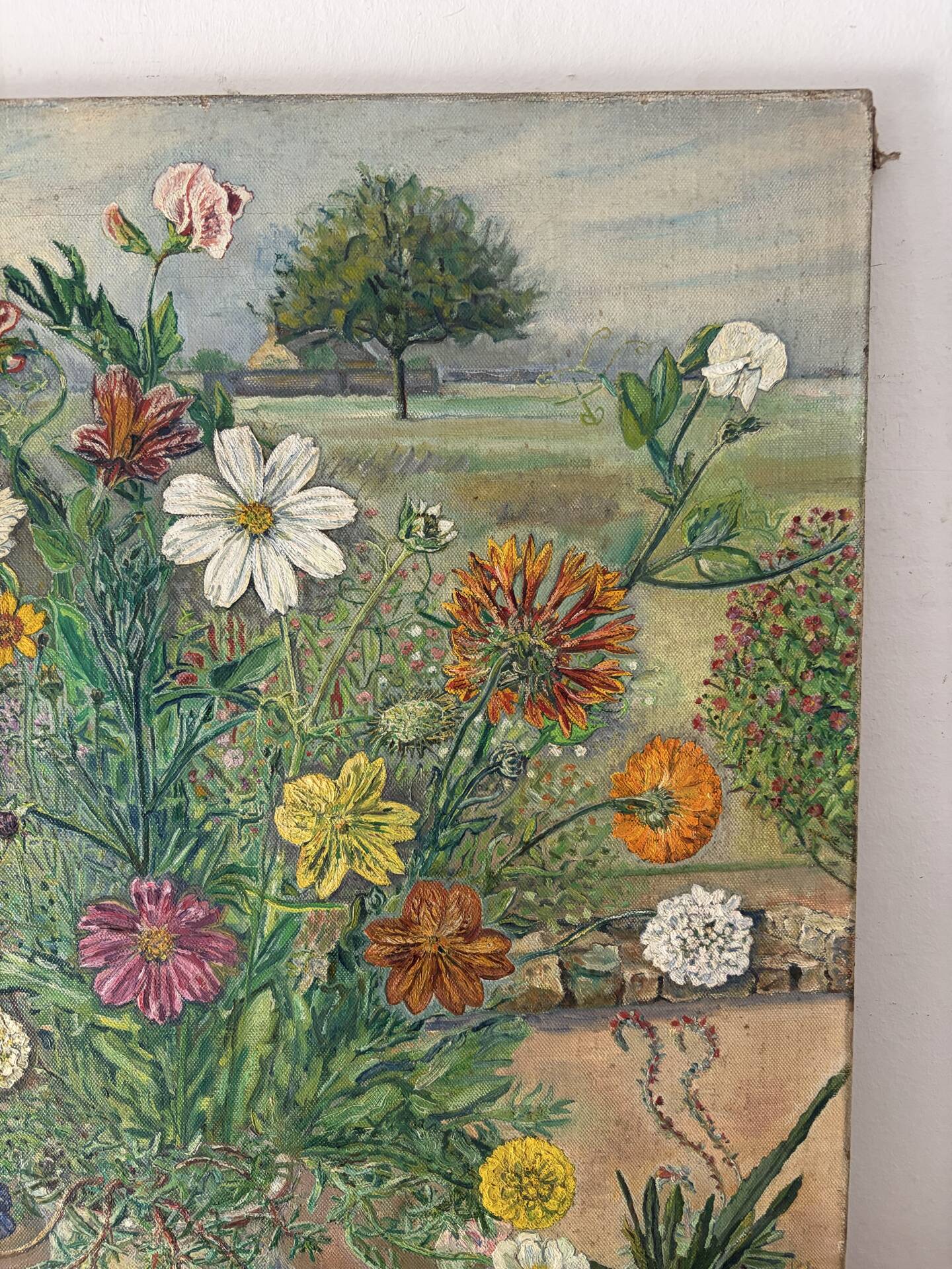 The cross bouquet, oil on canvas signed Maurice Bouillot 1947