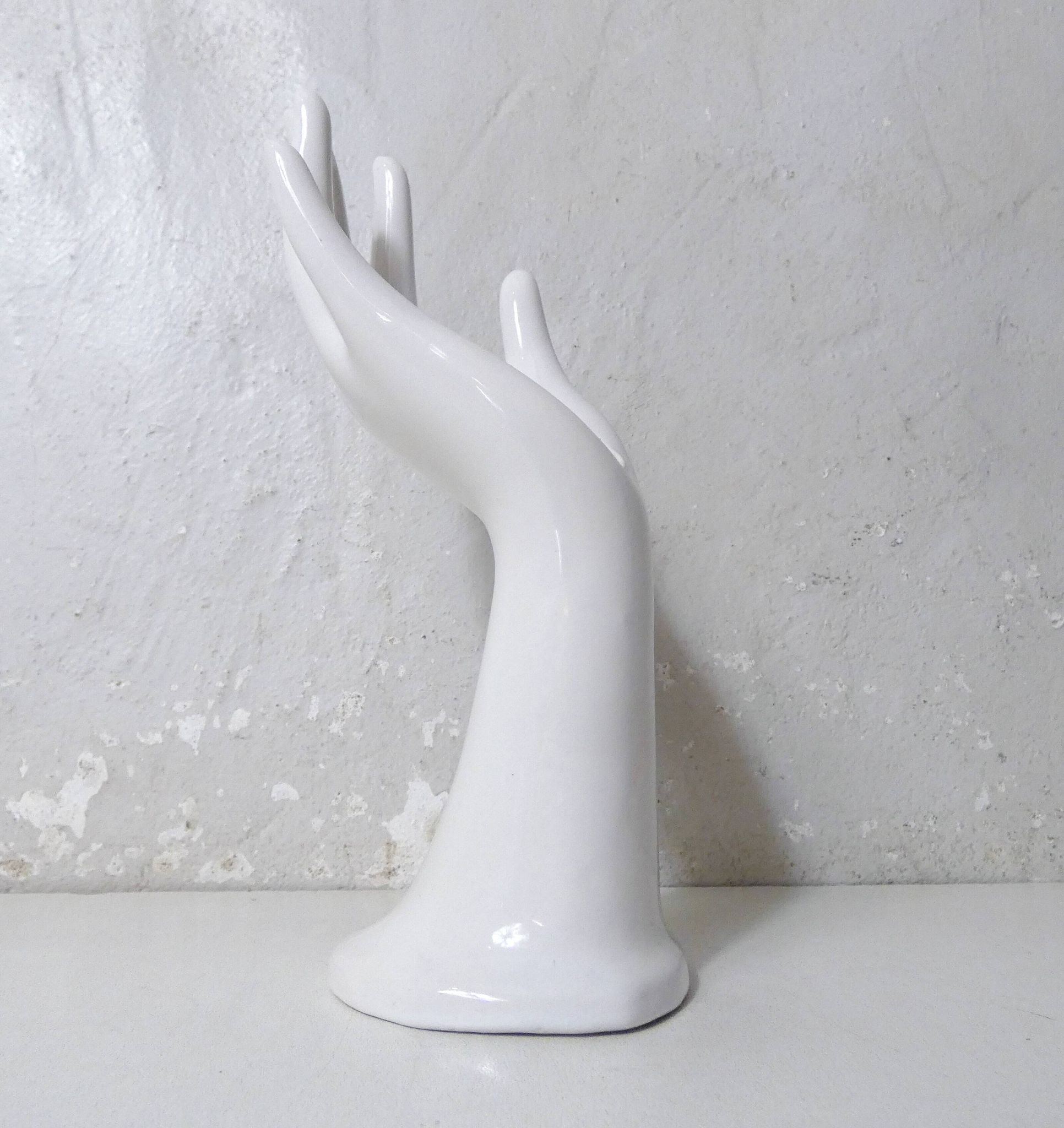 Vase, baguier main vintage en céramique blanche
