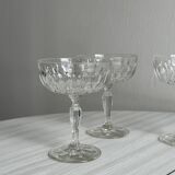 set of 3 chiseled glass glasses
