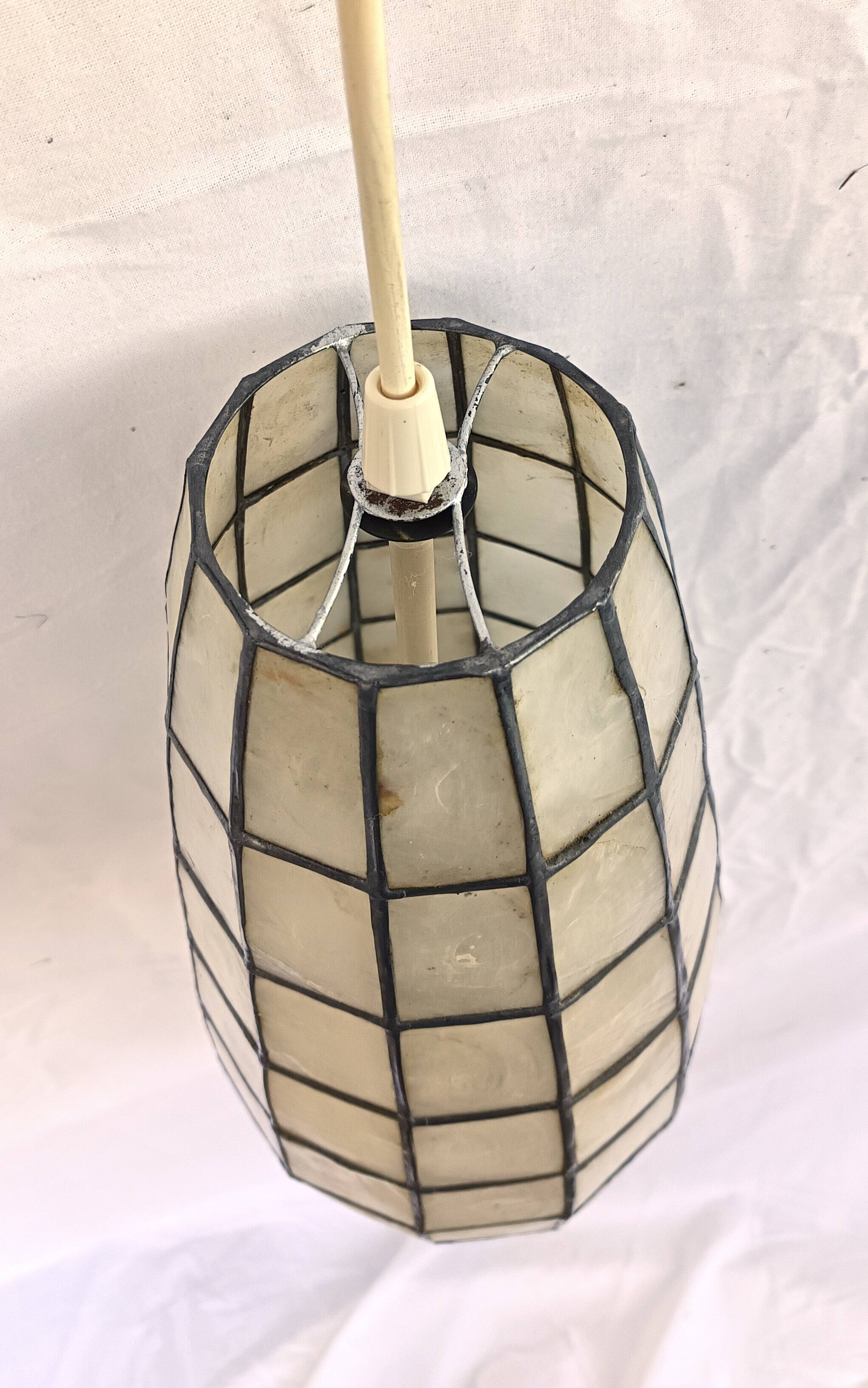 62cm spindle light fixture mother-of-pearl and brass from the 70s
