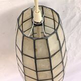 Luminaire fuseau 62cm nacre et laiton années 70