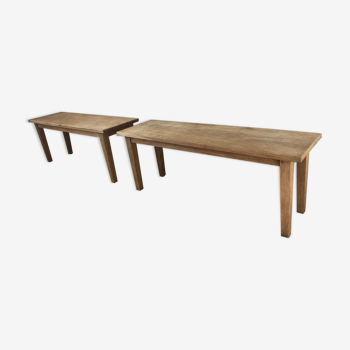 Pair of oak wooden bench