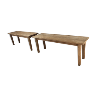 Pair of oak wooden bench