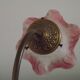 French Art Nouveau Brass Goose Neck Table Lamp White & Pink Glass Shade