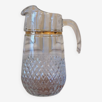 Magnificent glass carafe with gold rim