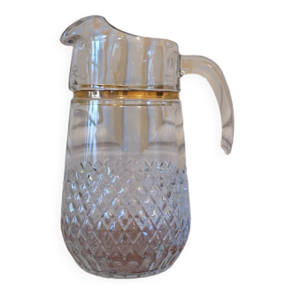 Magnificent glass carafe with gold rim