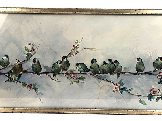Watercolor early twentieth, "on a cherry branch"