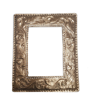 Old gilded leather frame