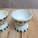 Set of 2 antique egg cups in ironstone – Diabolo shape – Green diamond pattern