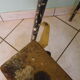 Workshop stepladder, retractable steps, antique, metal and wood, patina look