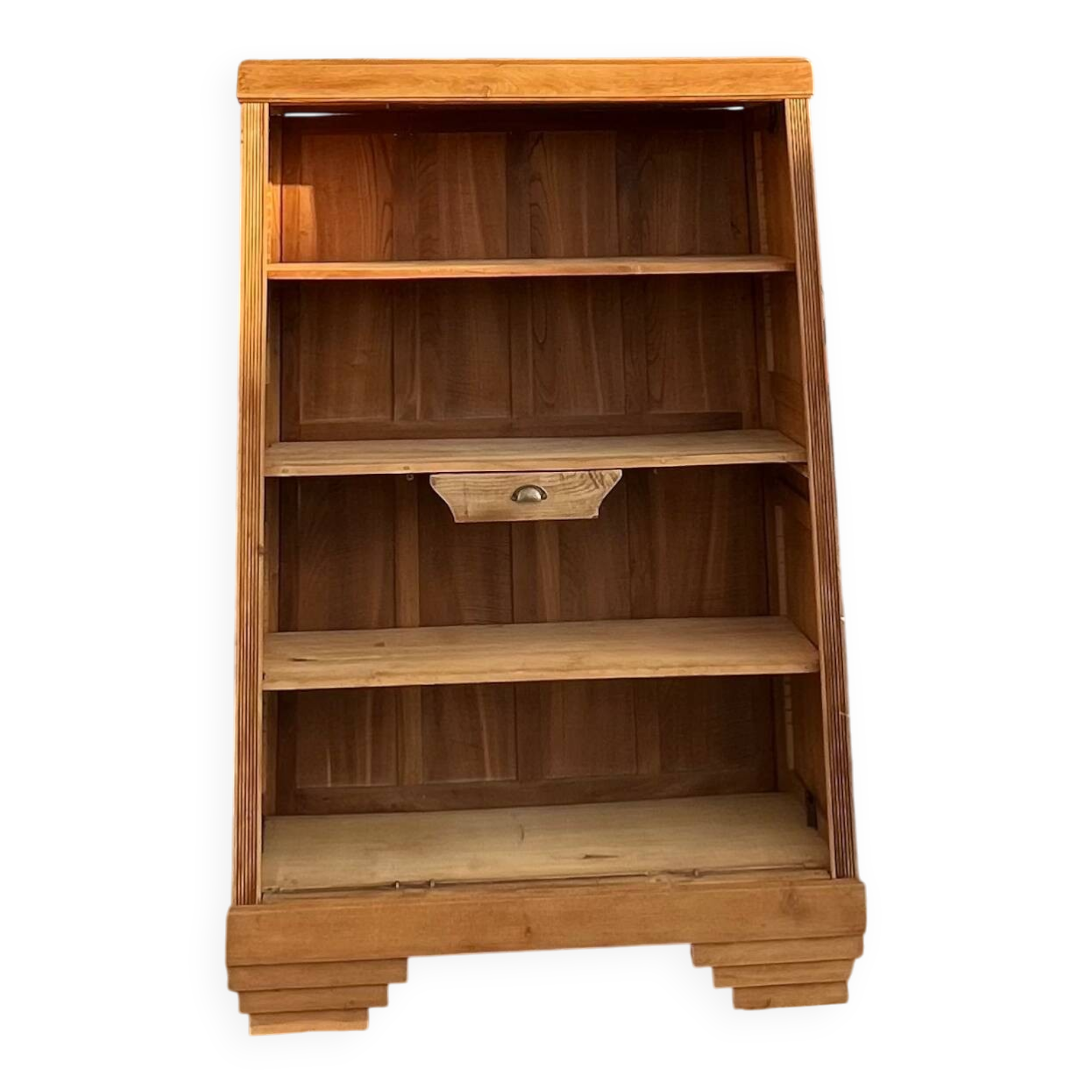 Large antique bookcase in raw solid oak