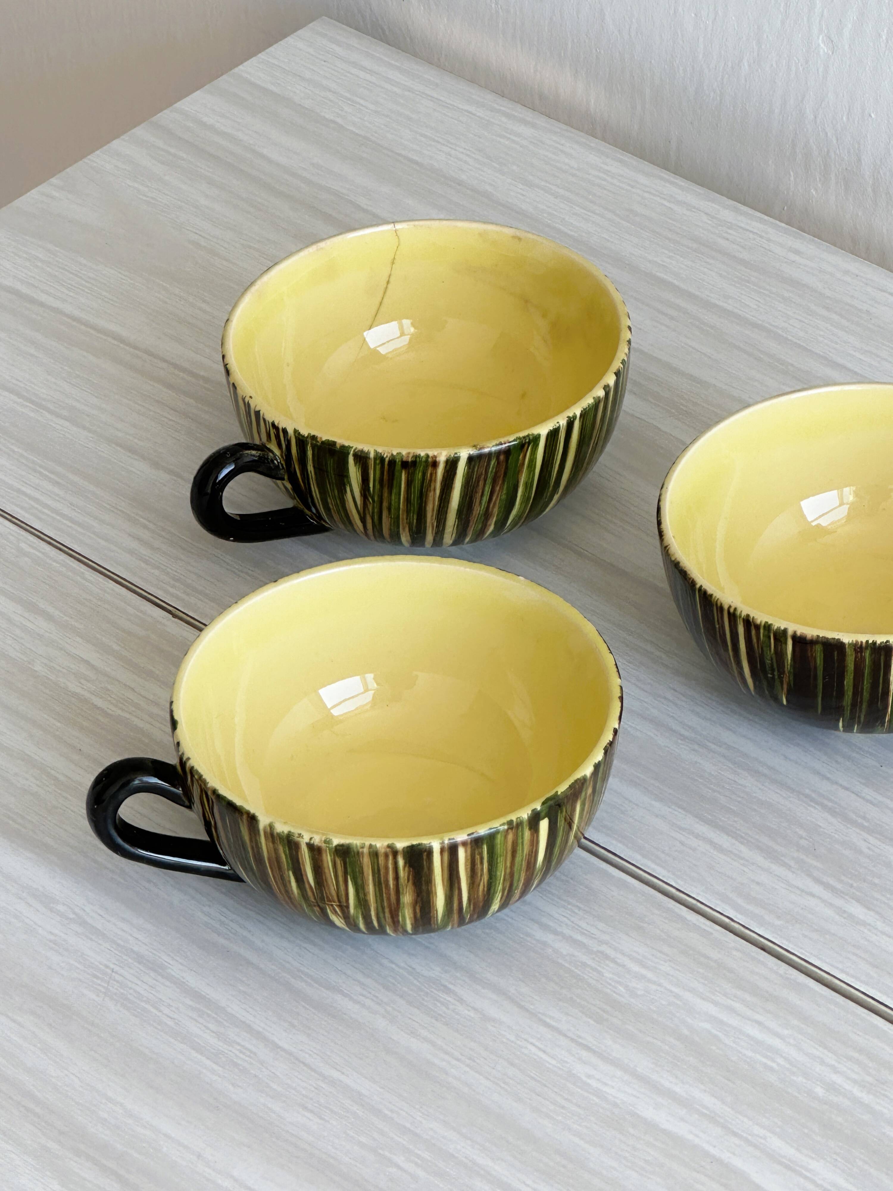 Set of 3 hand painted ceramic mugs Saint Clement