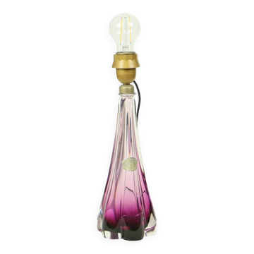 Lampe de table en cristal violet Val Saint Lambert années 1960