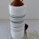 Suspension cylindrique en opaline zébré verre et teck vernis