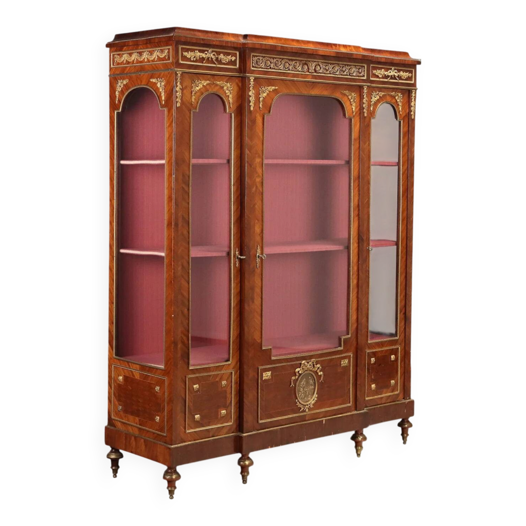 Bibliothèque ancienne en bois de violette et bronze, XIXe siècle