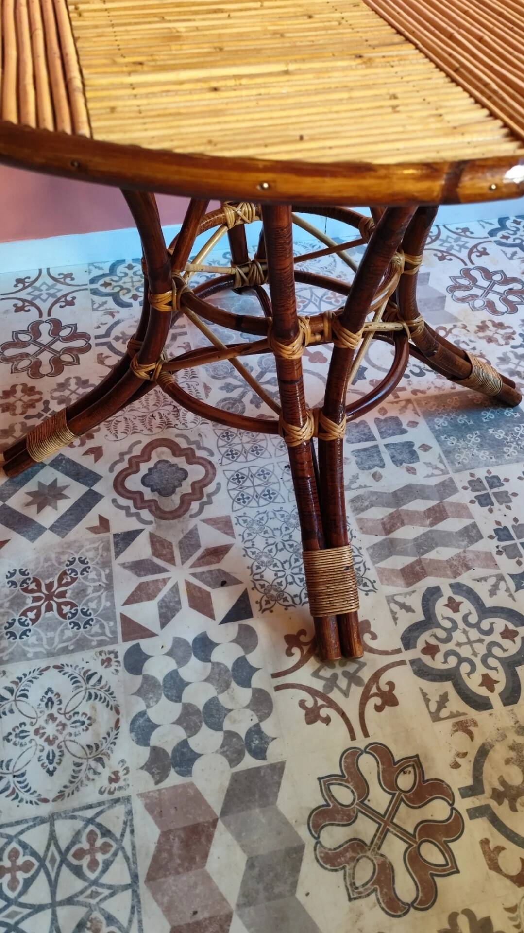 Table vintage en rotin