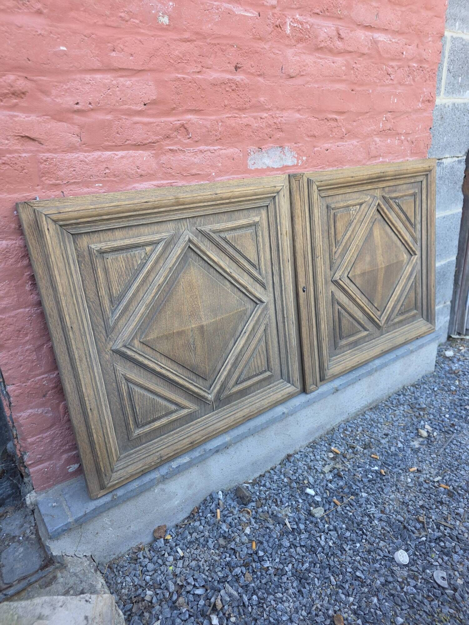 Pair of old solid oak doors