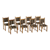 Style Mid-Century Modern danois, lot de 8 chaises de salle à manger en Oak et laine, années 1960