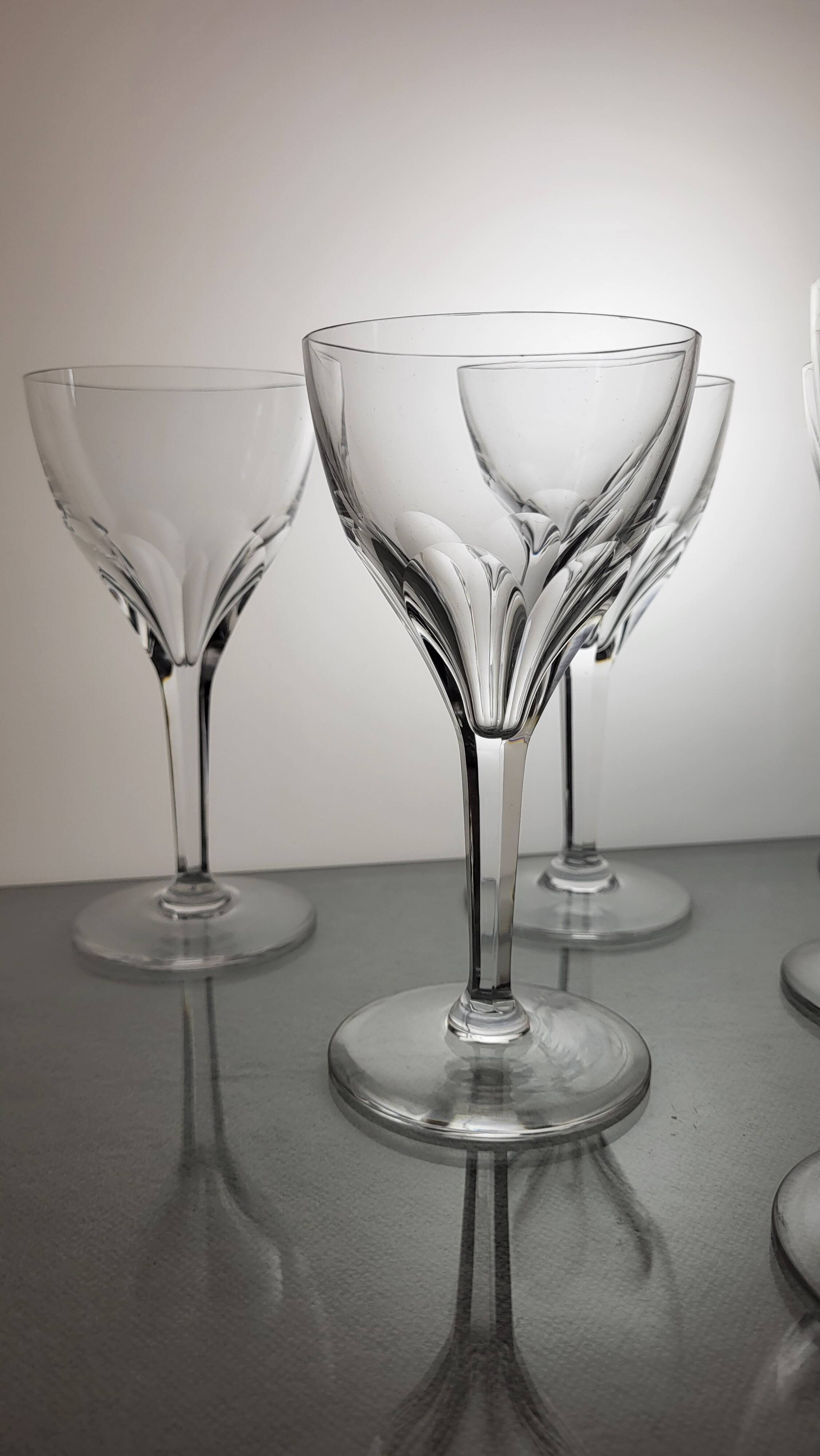 6 Val Saint Lambert crystal wine glasses model Nestor