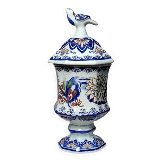 Small pot on foot with lid Vieux Rhodes, Boch Belgium, vintage