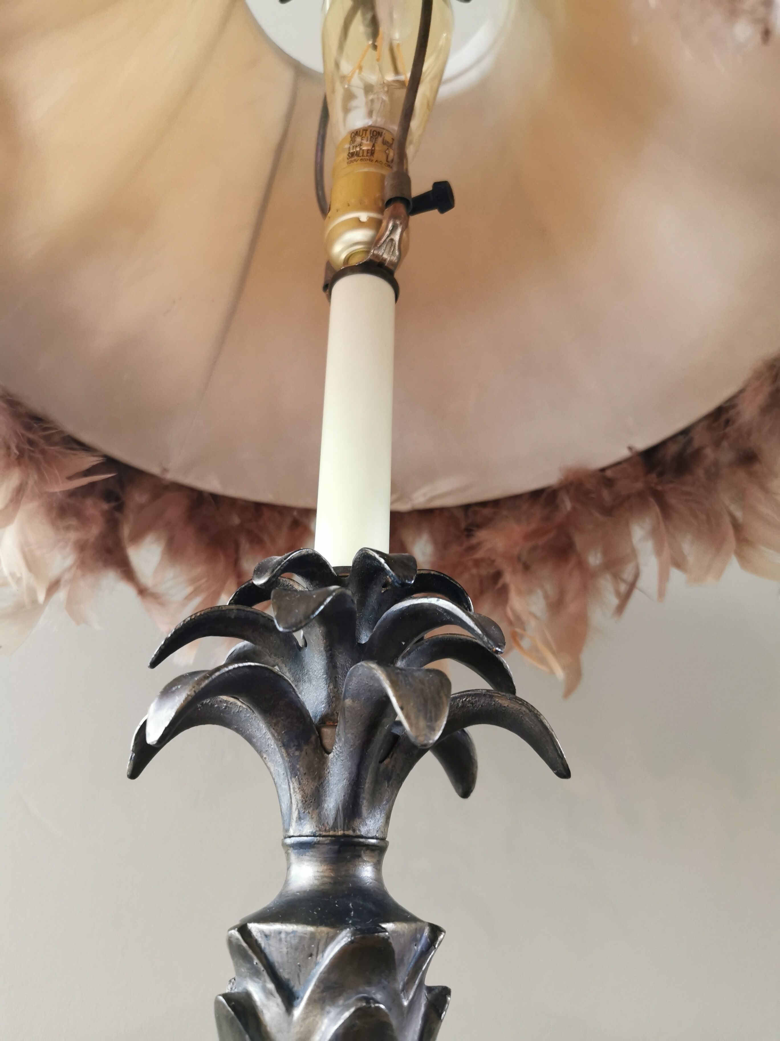 Original pineapple lamp with feathered offal