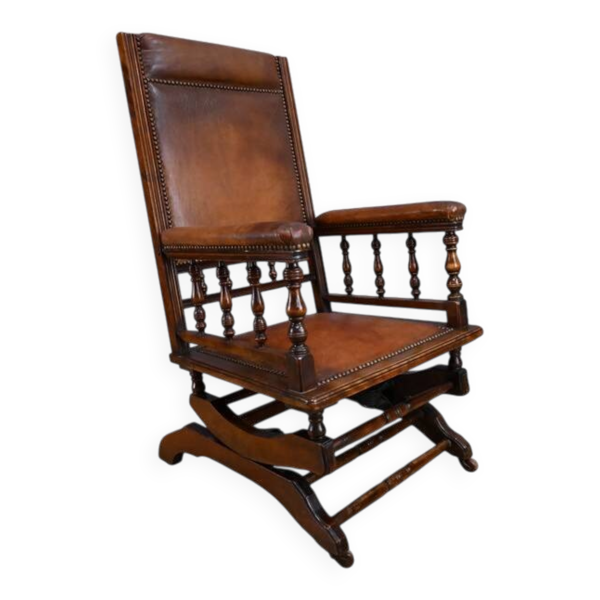 Fauteuil à bascule rocking-chair en acajou, Angleterre – début XXe