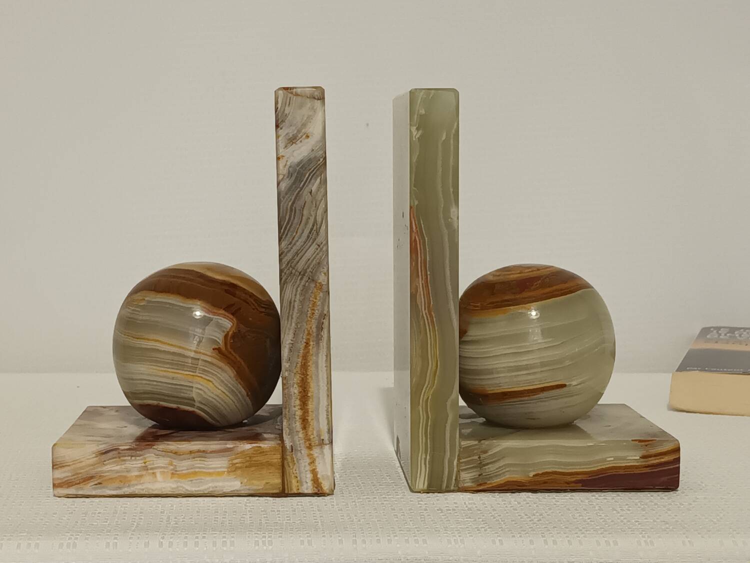 Pair of vintage onyx ball bookends