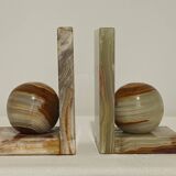 Paire de serres livres boule onyx vintage