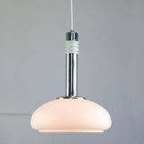 Mid-Century Danish Chrome & Opaline Pendant Lamp, 1960s