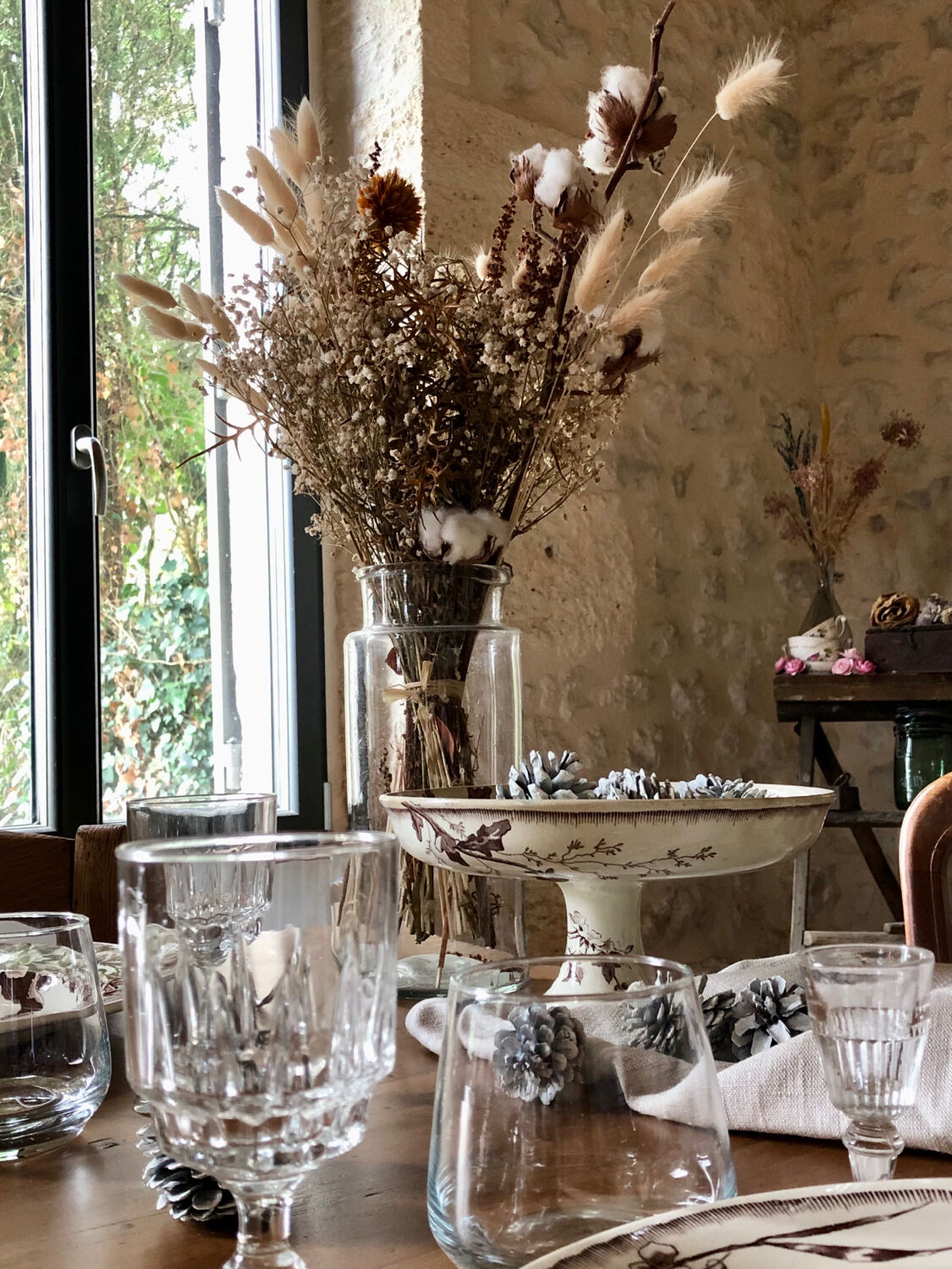 Antique stemmed crystal glasses