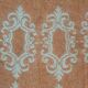 Large vintage orange and white rug in 70s/Baroque style (170x95)