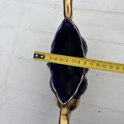 Cobalt blue vase urn planter gold-plated vintage Italy