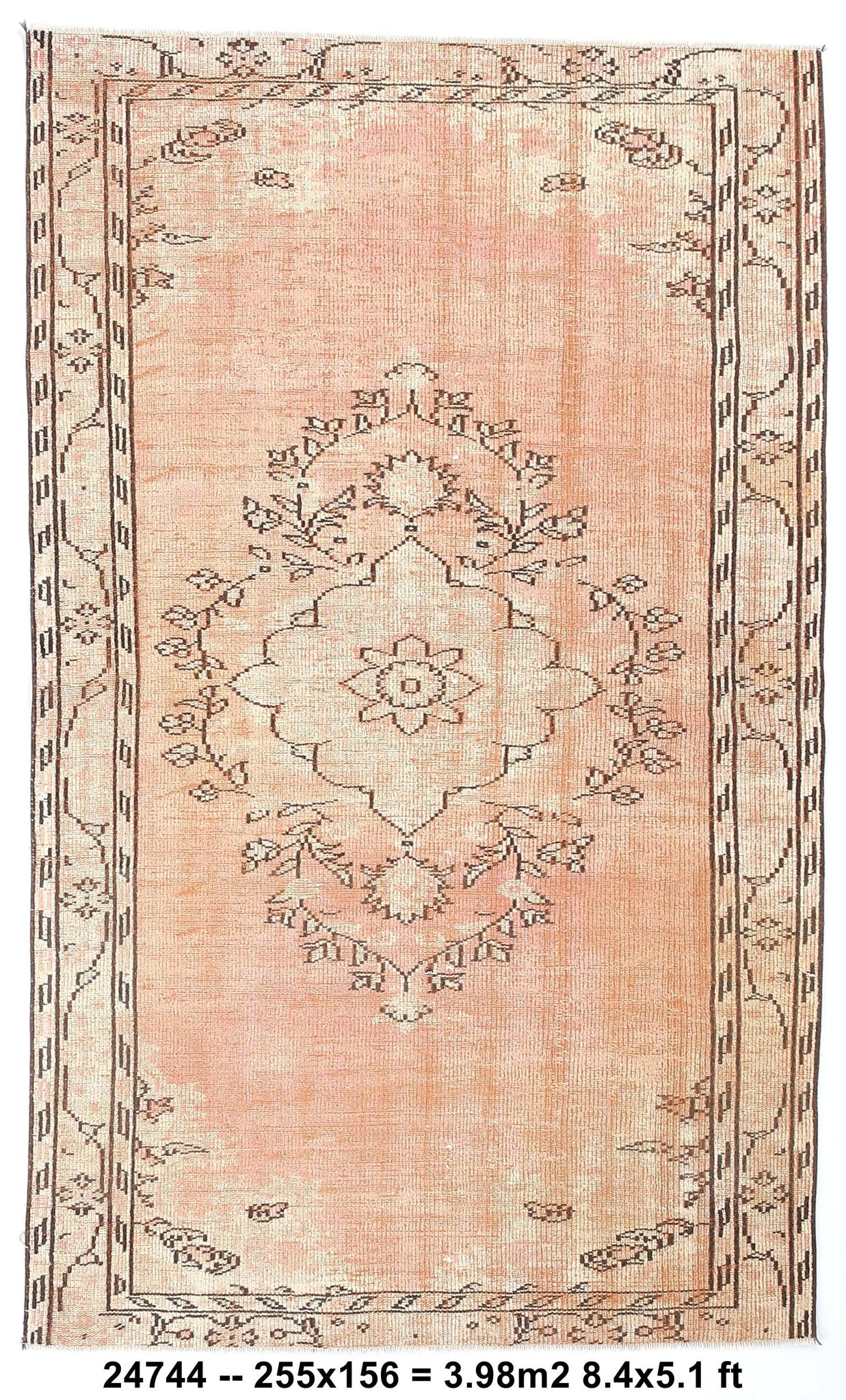 5x8 Salmon & Peach Geometric Persian Rug, 156x255Cm