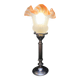 Empire chrome and opaline tulip pleated antique Art Deco bedside lamp