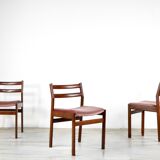 Set of 4 Midcentury Teak and Velvet Chairs by White and Newton