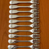 Christofle France, 12 dessert cake forks 1970/1980 in new condition.