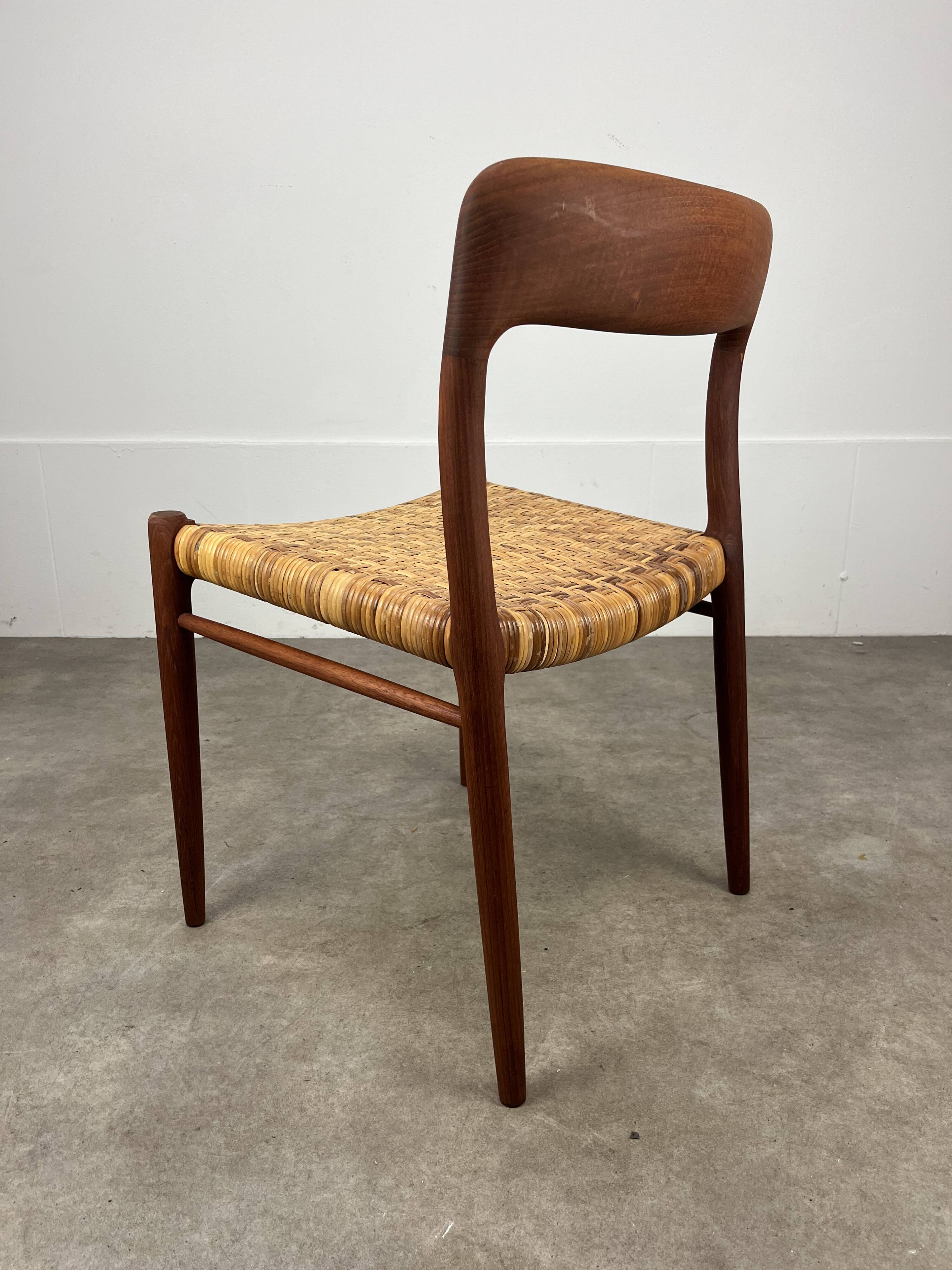 4 chairs 75 by Niels Otto Moller, Scandinavian design, teak