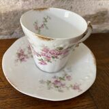 Set of 2 old porcelain cups with their saucer