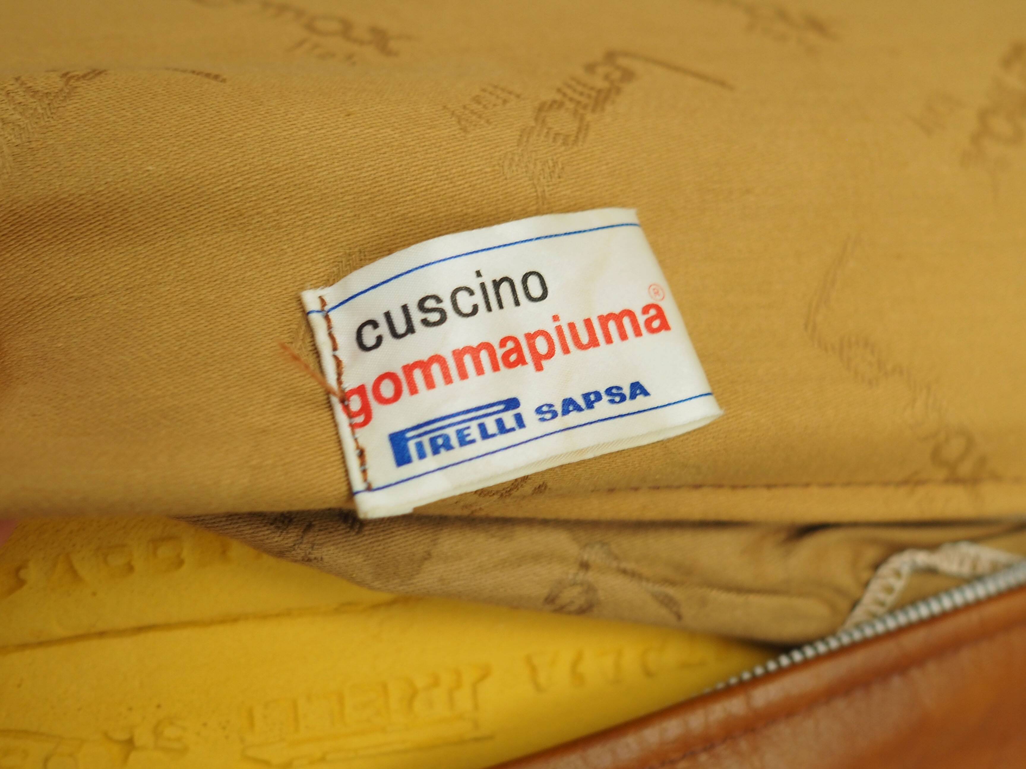 Canapé en cuir marron, Italie années 1970