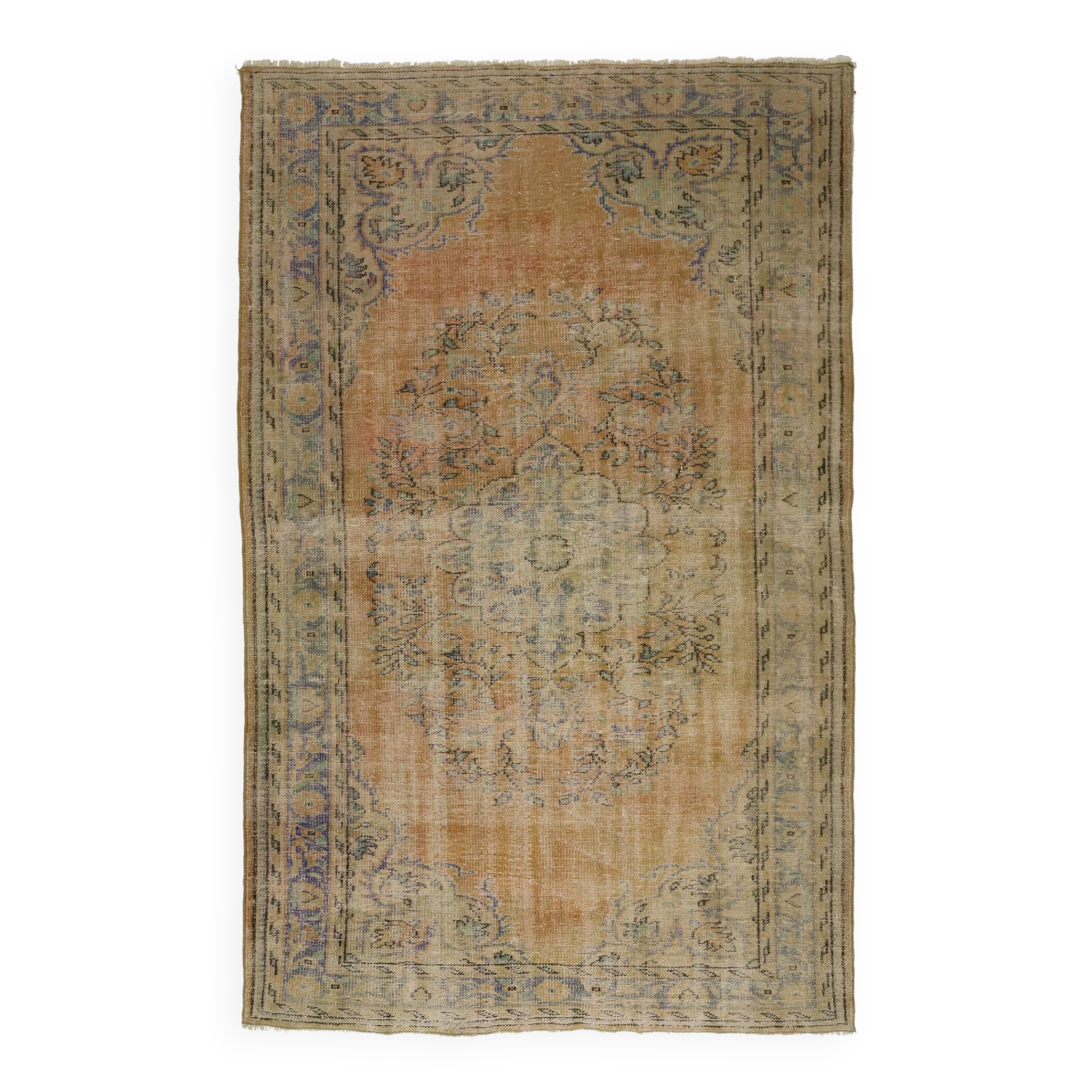 Turkish Anatolian Handmade Vintage Rug 278 cm x 182 cm