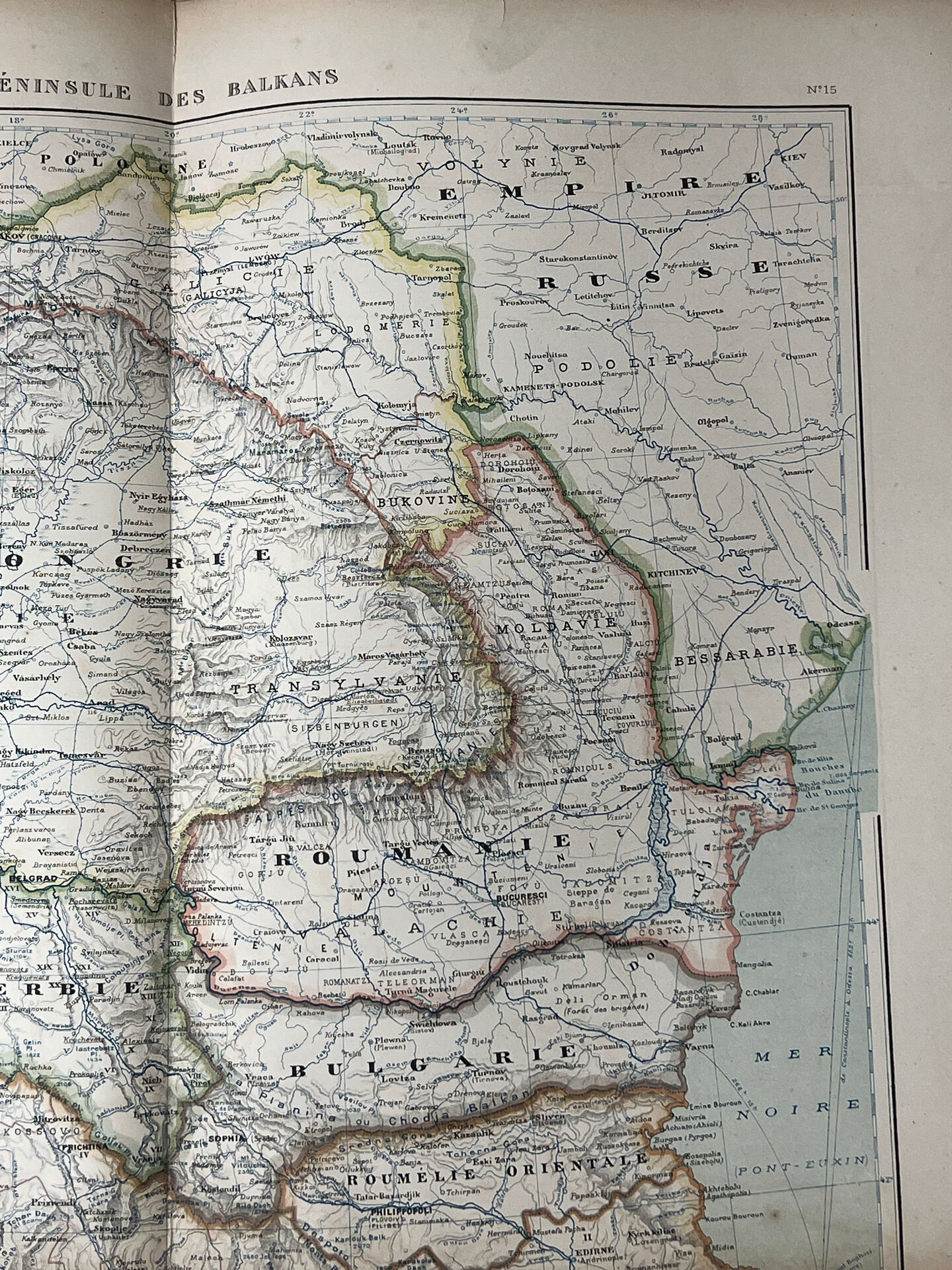 Carte ancienne Péninsule des Balkans 69x54cm