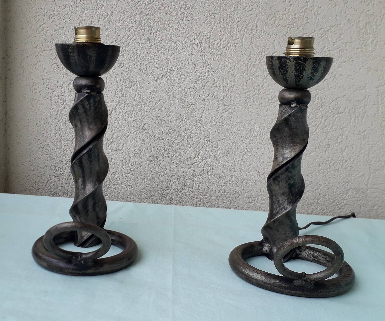 Pair of wrought iron lamp bases