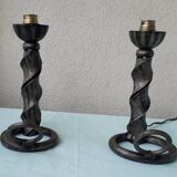 Pair of wrought iron lamp bases