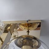 Applique murale tchèque en laiton et verre du milieu du siècle, par Kamenický Šenov, années 1970