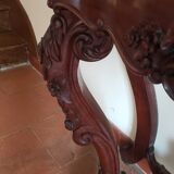 Console bois sculpté et marbre