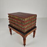 Leather faux book box on painted stand – English, circa 1830