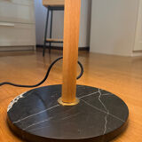 Smoked glass and wood design lamp – Scandinavian / contemporary spirit